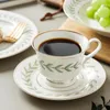 Cups Saucers Ceramic Coffee Cup Tea Set Gold Rim Leaf Pattern Teacup Latte And Saucer Beautiful Porcelain