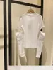 Blusas de mujer Cabello de alta calidad Moda de primavera y verano Manga de moda Camiseta de algodón desmontable Camisa de fondo largo