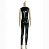 Macacão Feminino Sexy Plus Size Pvc Black Woman Latex Traje Crotchless Catsuit Macacão Couro Falso Gótico Punk Presente de Natal