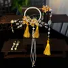 Collier boucles d'oreilles ensemble chinois mariage cheveux pendentif casque bâtons fourchettes fleur épingles à cheveux clips boucle d'oreille perle tête bijoux pour femmes