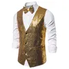 Vests Men's Purple Sequins Suit Vest Slim Fit DJ Nightclub Sleeveless Waistcoat Men Party Wedding Tuxedo Vests Stage Singers Clothes