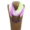 Scarves Female Scarf Gradient Color Women Resin Stone Charm Necklace