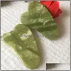 Diğer Ev Bahçesi Gua Sha Jade Set Doğal Taş Guasha Roller Masr Drop Teslimat DH2OL