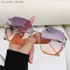2022 Bezprzewodowe okulary przeciwsłoneczne Kobieta seksowna luksusowa marka projekt Diamond Sun Gradient Shades for Female Oculos de Sol Uv400 L230523