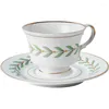 Cups Saucers Ceramic Coffee Cup Tea Set Gold Rim Leaf Pattern Teacup Latte And Saucer Beautiful Porcelain