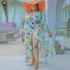 Ethnic Clothing 2 Piece Robes Set African Clothes Women Dress Shorts Suits Fashion Floral Print Traditional Bazin Riche Kanga