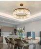 Światła sufitowe Nordic LED Crystal Lampa salonu Złota okrągła w wieszak do sypialni Luster Moderno