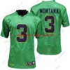 アイルランドジャージーNCAAカレッジと戦うサッカージャージJoe Montana Green Size S-3XLすべてのステッチされた若者の男性