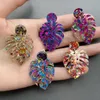 New Arrival 2023 Colorful Sequins Leaves Acrylic Earrings For Women Hollow Turtle Leaf Drop Earrings Statement Jewelry