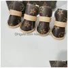 Dog Apparel Designer Shoes With Adjustable Straps Nonslip Soft Sole Puppy Paw Leather Protector Boot For Small Medium Sized Dogg Dai Dhpxl