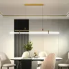 Kroonluchters licht led hanglamp lamp eetkamer kroonluchter minimalistisch kantoor Nordic Study Long Strip moderne wallpapers for Living