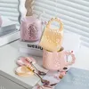 Kubki kolorowy zestaw kostny dla kobiet eleganckie europejskie styl herbaty z wysokiej klasy ceramicznym materiałem do mleka kubek kawy