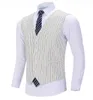 Жилеты формальная мужская деловая полоса хлопковые жилеты бутик -стройный костюм жилеты из одноразового жилета.