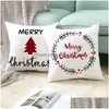 Pillow Case Chrismas Cartoon Printed Soft Pillowcase 18X18Inch Peach Skin Office Sofa Cushion Seat Decorative Er Vt1786 Drop Deliver Dhpvd