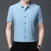 Camisas casuais masculinas Men Slim Fit Fit Listed Short Slave Shirm