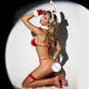 Сексуальный набор JSY Sexy Bunny Christmas Come Comsplay Lingerie Set Red Bra Sets Женское нижнее белье эротическое белье сексуальное ролевое игра T230531
