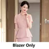 Tweede stuk jurk Fashion Summer Blazer Women Business Suits Rok en jasets Sets Dames met korte mouwen Work Wear Office Uniform Styles