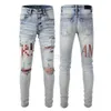 Jeans bleu masculin streetwear décontracté jeans slim slim fit