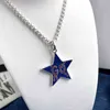 2023 Nueva joyería de diseño pulsera collar anillo Chaopai antigua personalidad familiar hip hop versátil clásico estrella de cinco puntas estilo azul esmalte