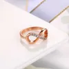 Bandringar Design Infinity Rings for Women Rose Gold Color Crystal Zircon Par Statement Ring for Girls Fashion Jewelry Accessories R407 J230531