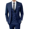 Herrenanzüge, 3-teiliges Business-Anzugset für Herren: Slim-Fit, einfarbige Jacke, Weste und Hose für Hochzeitsbankette, formelle Veranstaltungen
