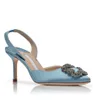 Элегантная бренда Lurum Satin Sandals Shoes Women Square Crystal украшенные Slingback Stiletto Высокая свадьба, вечеринка, платье, вечерняя хорошая прогулка