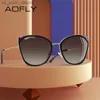 AOFLY Luxury Women Solglasögon Fashion Overized Cat Eye Gradient Sun Glasses Kvinna UV400 Eyewear Shades Ladies Oculos de Sol L230523