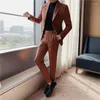 Herenpakken 2023 Collectie Mannen Tweedelige Set Blazer Jas Mannelijke Trouwpak Mode Slim Fit Effen Kleur Comfortabele zakelijke H211