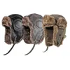 Trapper Chapéus Quente Ushanka Inverno Mens Mulheres Piloto Bomber Chapéu Couro Neve Cap Proteção Orelha Russa 231130