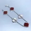 Fashion Designer Bracelet for Women with Silver Chains Four-leaf Clover Style With Box Christmas Gifts 19528