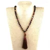 Hänge halsband mode naturlig brun sardonyx stenar bohemiska stam smycken kvinnor etnisk tofs halsband