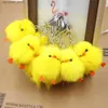 Keychains Lanyards Little Yellow Chicken Real Hair Keychain Little Chicken Plush Bag Jewelry Accessories Girl Duck Mobile Phone Ornaments R231201