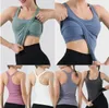 Lu Lu to Sleeveless Ebb Street Tank Tops Yoga Women Vest with Padded Bra Workout Fiess Athletic Sport T shirt