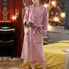 Homens sleepwear homens flanela roupão mulheres pijamas inverno quente casal roupões unisex casual robe lounge nightgown casa roupas