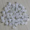 Breloques en pierre de quartz blanc naturel, pendentifs en forme de cœur d'amour, perles de 20mm pour la fabrication de bijoux, vente en gros, 190H