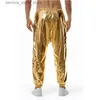 Calças masculinas brilhantes prata metálica jogger calças homens 2023 marca 70s disco dance calças homens hip hop streetwear casual jogging sweatpants masculino q231201