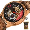 Orologi da polso Orologio da uomo in legno Orologi da polso da uomo in legno Quadrante con disco freno da uomo Cinturino al quarzo da uomo alla moda