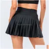 Kjolar streetwear kvinnlig naken fitness tennis kjol dubbel lager anti bländ dans veckad springa andas sport korta droppe deli dh302