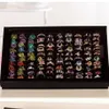 Jewelry Organizer Ring Display Tray Black Velvet Pad Box 100 Slot Insert Holder Case Ring Storage Ear Pin Display Box Organizer ea232o