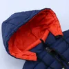 Manteau en duvet 48 ans hiver épais chaud à capuche garçons veste mode rayé fermeture éclair vers le bas vêtements d'extérieur pour enfants enfants cadeau d'anniversaire 231201