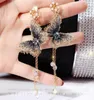 2019 New Fashion Women Pearl Earrings Embroidery Butterfly Crystal Long Tassel Drop Drop Drange Molerings for Girls Gift7496237