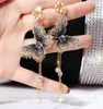 2019 New Fashion Women Pearl Earrings 자수 나비 수정 크리스탈 롱 술을 드롭 매달린 귀걸이 보석을위한 보석 7496237