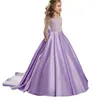 Girl Dresses Gorgeous Bling Beads Flower For Wedding Pageant Performance Show Dress Long Train Kids Baby Evening Prom Gowns