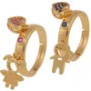 Anillos de boda Tendencia Niños Niñas Pareja Anillos con amor Corazón Gota Djustable Geométrico Pave Zircon Anillo Día de San Valentín Joyería Regalos 231201