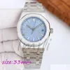 Dameshorloges Women Ladies Kijken luxe voor kwarts Diamond Designer 3M FL Roestvrij staal Sky Blue Drop Deview OTXYV