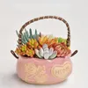 Vaser Creative Succulent Ceramic Flower Pot With Relief Rough Pottery and Breattable Plant Ware 231130