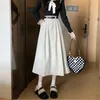 Etekler kadife japonya yüksek bel pileli anime kadın etek preppy retro cep sonbahar dişi kış kargo midi a-line kıyafetler