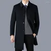 Men's Trench Coats 2023 Spring High Quality Wool Coat Mid Length Woolen Windbreaker Thick Black Overcoat Casual Outwear Top Long Jacket