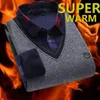 Herrtröjor män vinterskjorta vindtät varm pullover tröja med plysch foder mysig topp för en snygg bekväm utseende lång