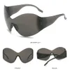 Солнцезащитные очки в оправе без оправы с защитой UV400 Y2K, большие футуристические черные солнцезащитные очки с запахом 231130